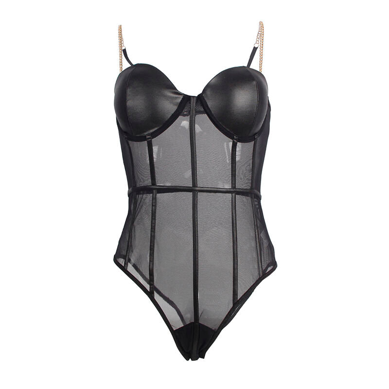 SUBBLIME - BODY CON TIRANTES DE CADENA NEGRO S/M