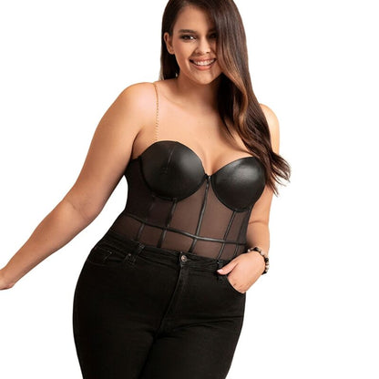 SUBBLIME - BODY CON TIRANTES DE CADENA NEGRO S/M