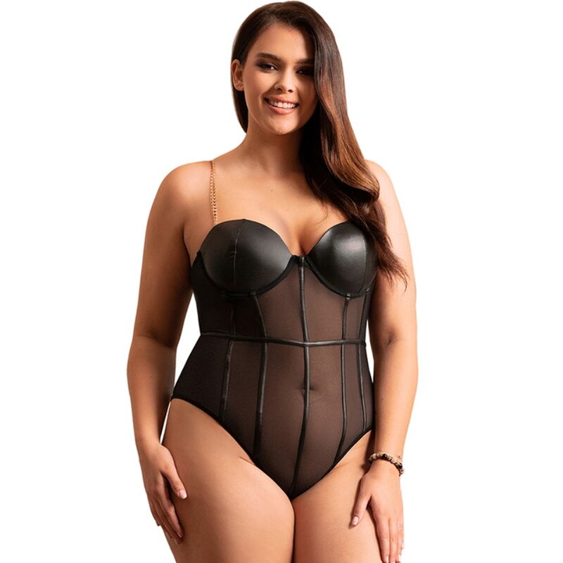 SUBBLIME - BODY CON TIRANTES DE CADENA NEGRO S/M