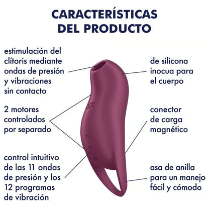 SATISFYER - STIMULATEUR DE CLITORIS POCKET PRO 1 GRENAT