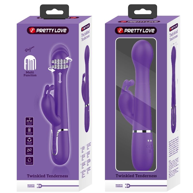 PRETTY LOVE - VIBRADOR CONEJO DEJON 3 EN 1 MULTIFUNCIÓN MORADO