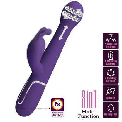 PRETTY LOVE - VIBRADOR CONEJO DEJON 3 EN 1 MULTIFUNCIÓN MORADO