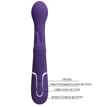 PRETTY LOVE - VIBRADOR CONEJO DEJON 3 EN 1 MULTIFUNCIÓN MORADO