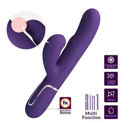 PRETTY LOVE - VIBRADOR PUNTO G PERLITA 3 EN 1 MULTIFUNCIÓN MORADO