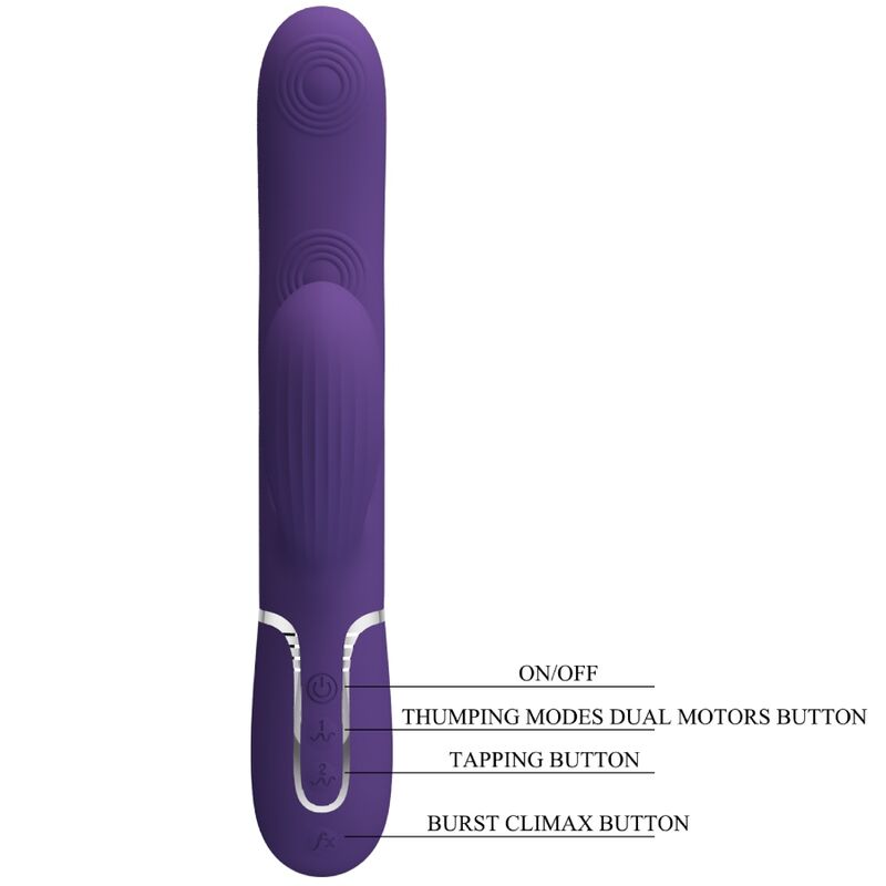 PRETTY LOVE - VIBRADOR PUNTO G PERLITA 3 EN 1 MULTIFUNCIÓN MORADO