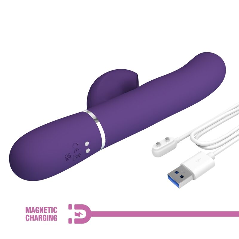 PRETTY LOVE - VIBRADOR PUNTO G PERLITA 3 EN 1 MULTIFUNCIÓN MORADO