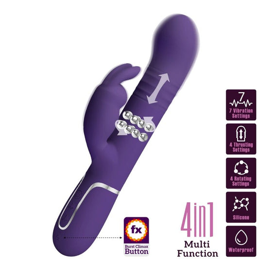 PRETTY LOVE - VIBRADOR CONEJO COALE 4 EN 1 MORADO