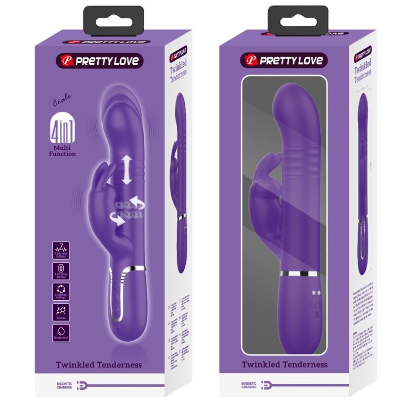 PRETTY LOVE - VIBRADOR CONEJO COALE 4 EN 1 MORADO