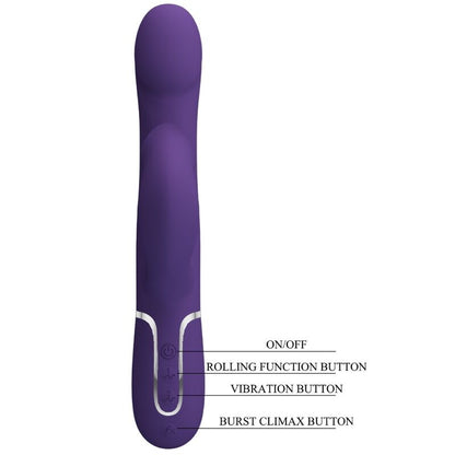 PRETTY LOVE - VIBRADOR CONEJO ZALIN PERLAS 4 EN 1 MORADO