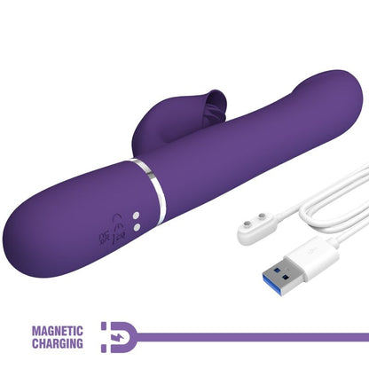 PRETTY LOVE - VIBRADOR CONEJO ZALIN PERLAS 4 EN 1 MORADO