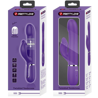 PRETTY LOVE - VIBRADOR CONEJO ZALIN PERLAS 4 EN 1 MORADO