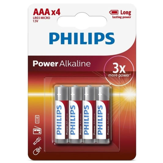 PHILIPS - LOT DE 4 PILES ALCALINES POWER AAA LR03