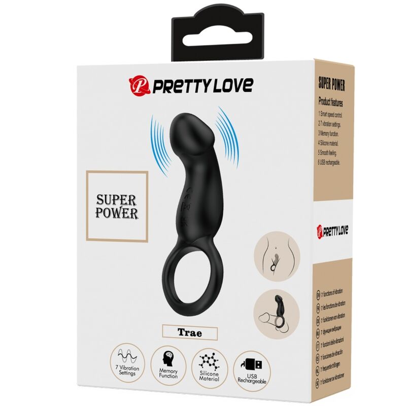 PRETTY LOVE - ANILLO VIBRADOR TRAE NEGRO CON ESTIMULADOR