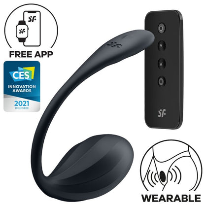 SATISFYER - RIBBED PETAL G-SPOT STIMULATOR REMOTE CONTROL BLACK FREE APP