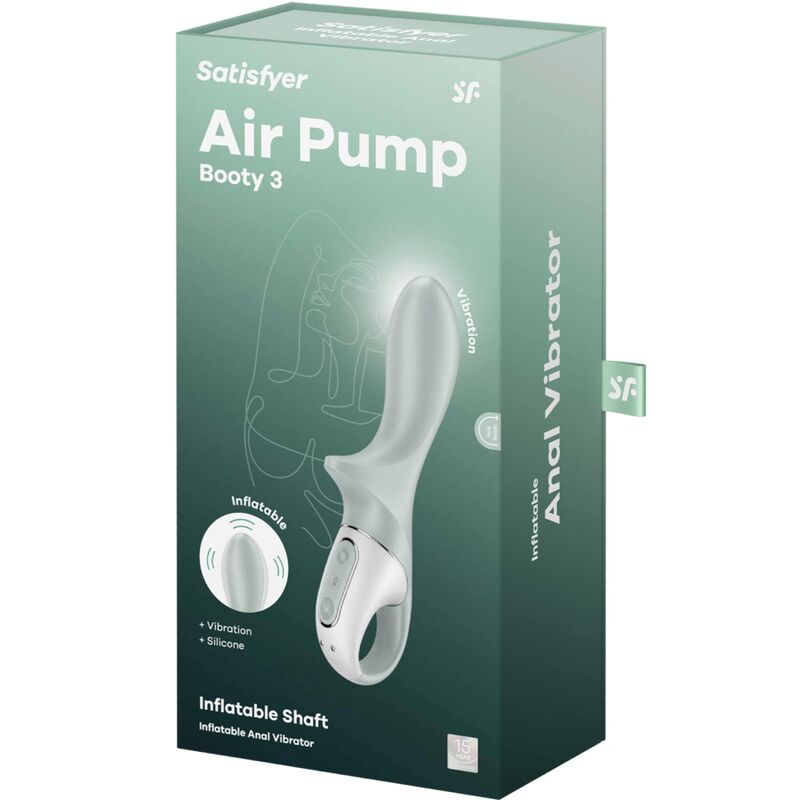 SATISFYER - AIR PUMP BOOTY 3 VIBRATEUR ANAL GONFLABLE VERT GRIS