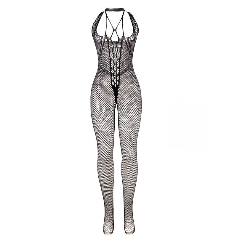 SUBBLIME - 951788 LONG BODYSTOCKING EN RÉSEILLE AVEC BRETELLES POITRINE ET DOS, NOIR, TAILLE UNIQUE