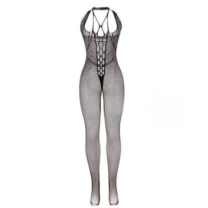 SUBBLIME - 951788 LONG BODYSTOCKING EN RÉSEILLE AVEC BRETELLES POITRINE ET DOS, NOIR, TAILLE UNIQUE