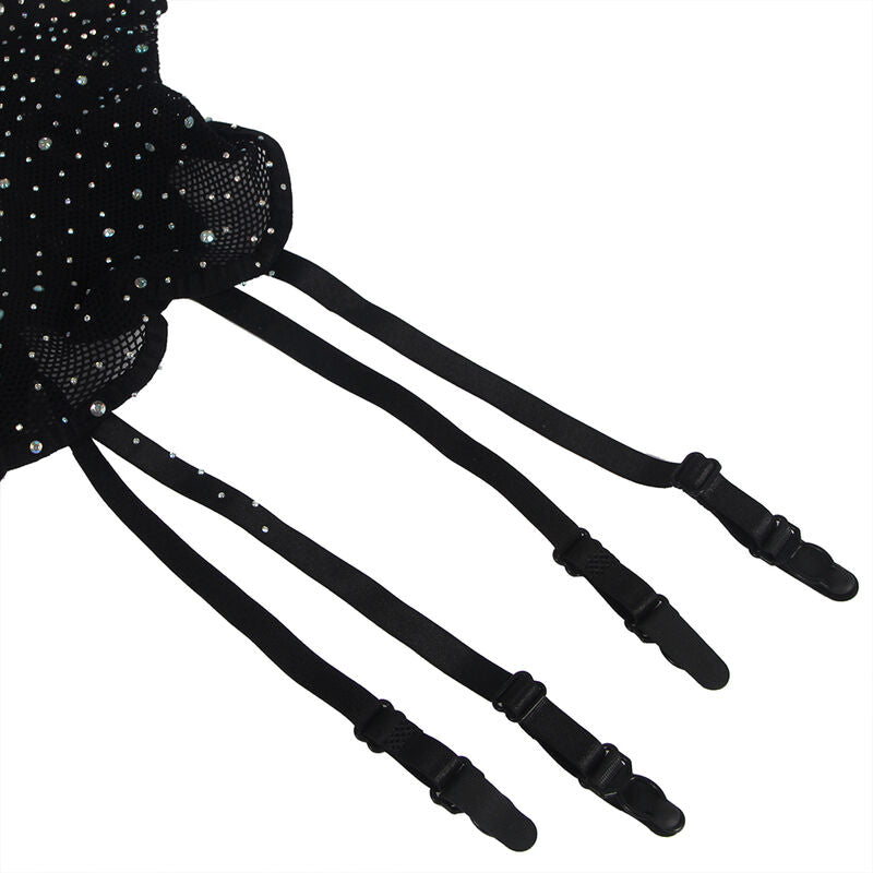 SUBBLIME - 952174 Body résille avec gants et diamants, noir, taille unique