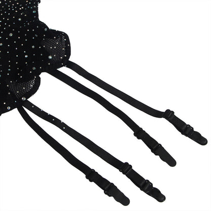 SUBBLIME - 952174 Body résille avec gants et diamants, noir, taille unique