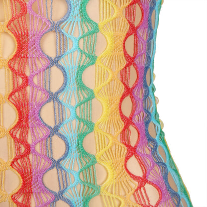 SUBBLIME - 952365 RAINBOW OFF-SHOULDER FISHNET DRESS ONE SIZE