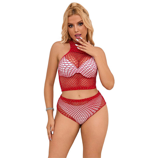 SUBBLIME - 952402 ENSEMBLE DE GRILLES EN STRASS ROUGE TAILLE UNIQUE