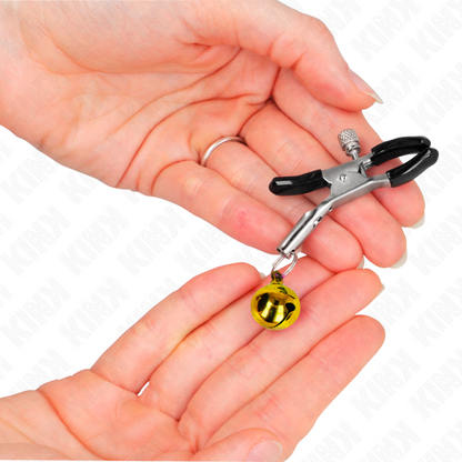 KINK - PINCES À TÉTONS AVEC CLOCHE DORÉE 6 CM