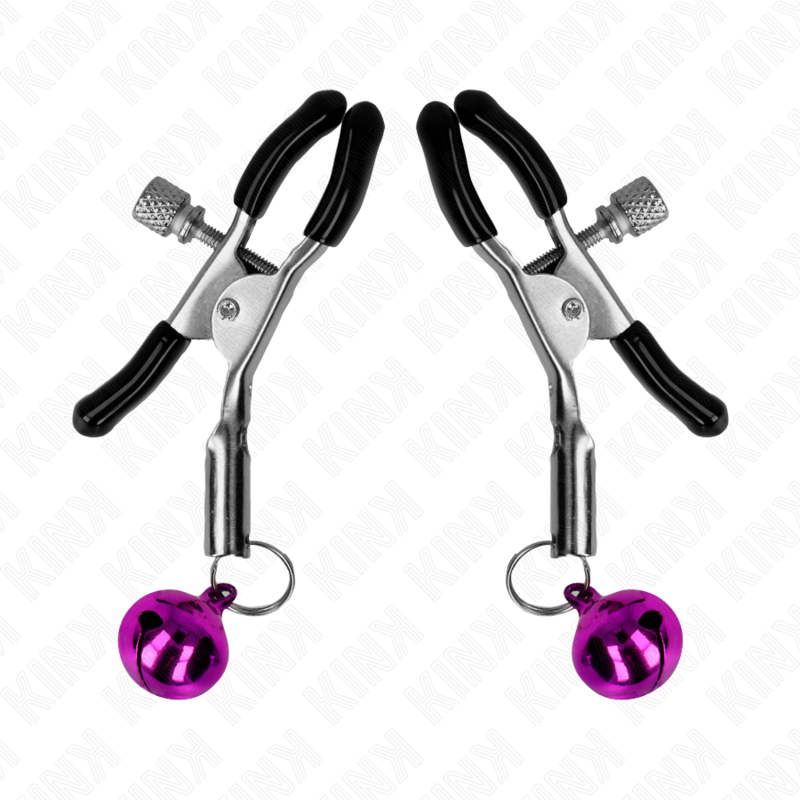 KINK - PINCES À TÉTONS AVEC CLOCHE VIOLETTE 6 CM