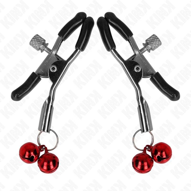 KINK - PINCES À TÉTONS DOUBLE CLOCHE ROUGES 6 CM