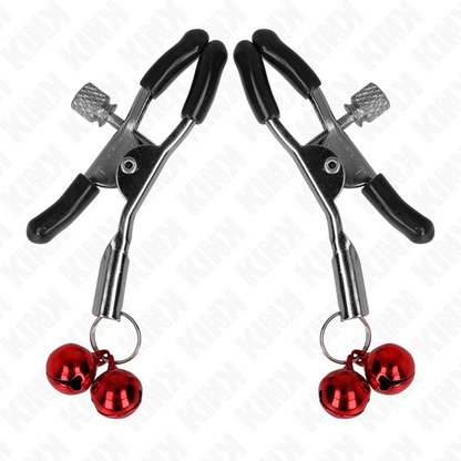 KINK - PINCES À TÉTONS DOUBLE CLOCHE ROUGES 6 CM