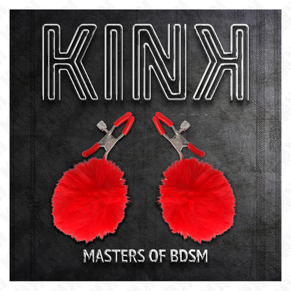 KINK - PINCES À TÉTONS À POMPON ROUGE 6 CM