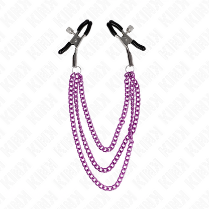 KINK - PINCES À TÉTONS TRIPLE CHAÎNE VIOLET 20/23/28 CM