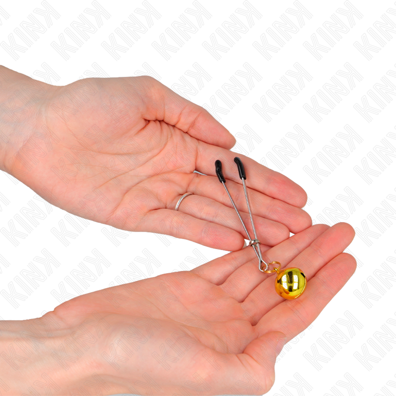 KINK - PINCES À TÉTONS FINES AVEC CLOCHE DORÉE 7 CM