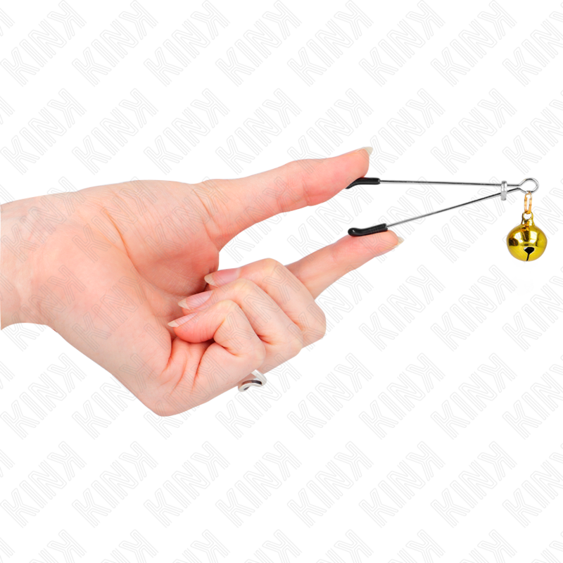 KINK - PINCES À TÉTONS FINES AVEC CLOCHE DORÉE 7 CM