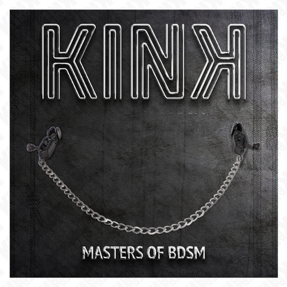 KINK - BLACK FLAT NIPPLE CLAMPS WITH SILVER CHAIN ​​30 CM