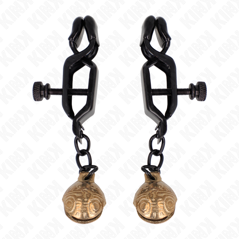 KINK - BLACK FLAT NIPPLE CLAMPS WITH BELL 7 CM