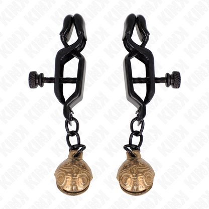KINK - BLACK FLAT NIPPLE CLAMPS WITH BELL 7 CM