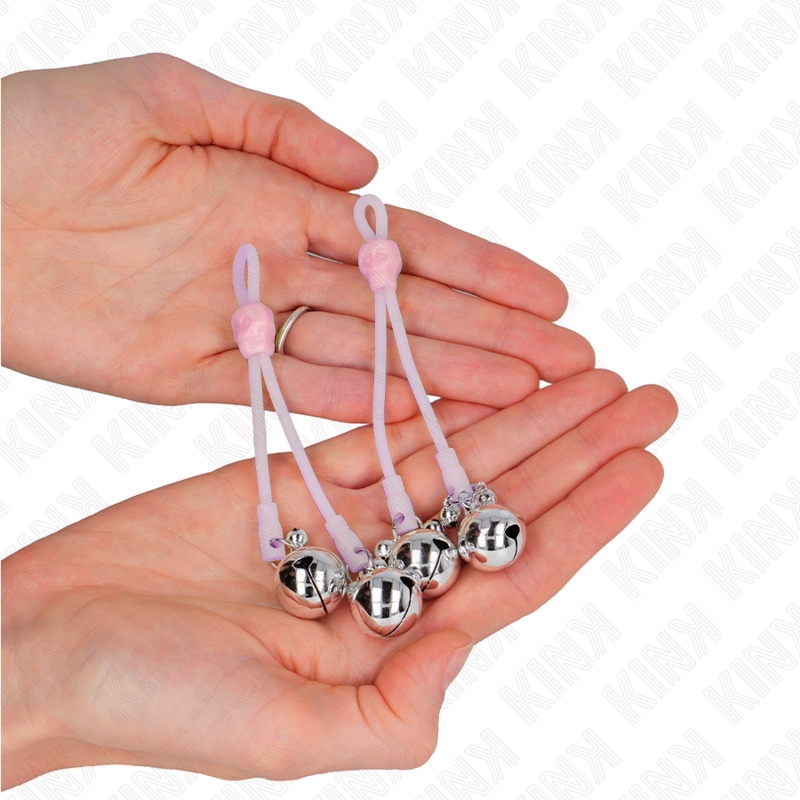 KINK - Luminous Skull Shaped Nipple Clamps with Adjustable Sound Bell Pink/Silver