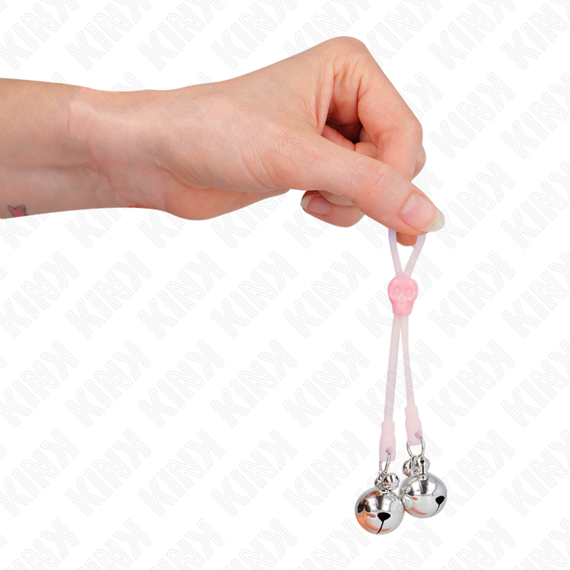 KINK - Luminous Skull Shaped Nipple Clamps with Adjustable Sound Bell Pink/Silver