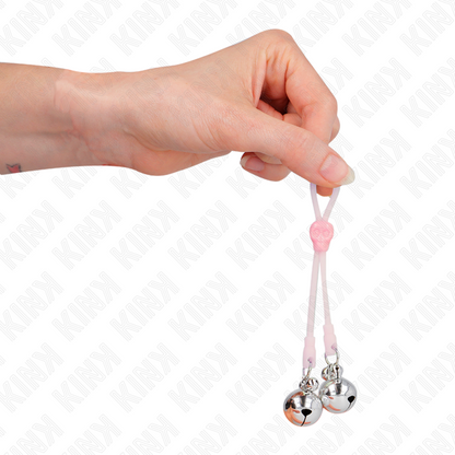 KINK - Luminous Skull Shaped Nipple Clamps with Adjustable Sound Bell Pink/Silver