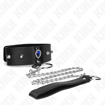 KINK - 65 CM LEASH COLLAR WITH BLUE DIAMONDS ADJUSTABLE 36-43 CM X 5 CM