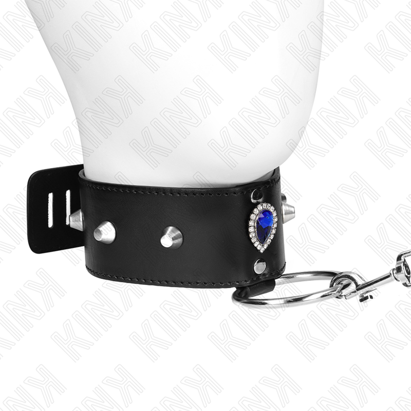 KINK - 65 CM LEASH COLLAR WITH BLUE DIAMONDS ADJUSTABLE 36-43 CM X 5 CM