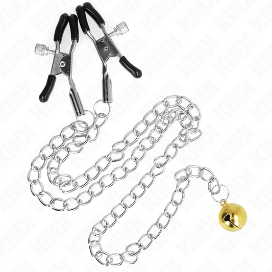 KINK - NIPPLE CLAMPS WITH GOLD BELL AND CHAIN ​​30 CM