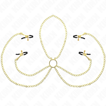 KINK - NIPPLE AND CLITORIS CLAMPS 4 ADJUSTABLE HOOKS GOLD