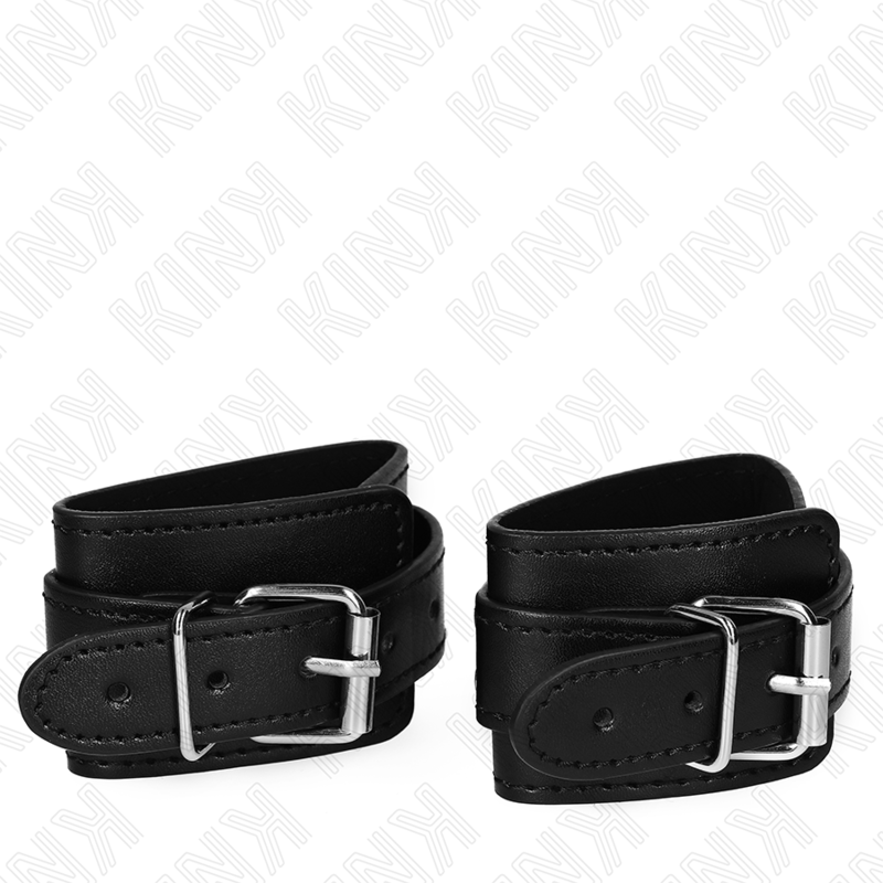 KINK - BRACELETS VERROUILLABLES STYLE DONJON NOIRS RÉGLABLES 21-28 CM X 5,5 CM