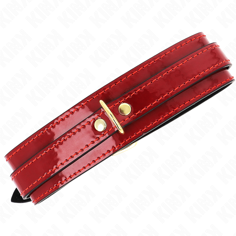 KINK - COLLIER RÉGLABLE ROUGE VIN AVEC DÉTAILS DORÉS 29-42,5 CM X 4 CM