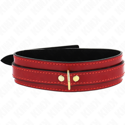 KINK - COLLIER RÉGLABLE ROUGE VIN AVEC DÉTAILS DORÉS 29-42,5 CM X 4 CM