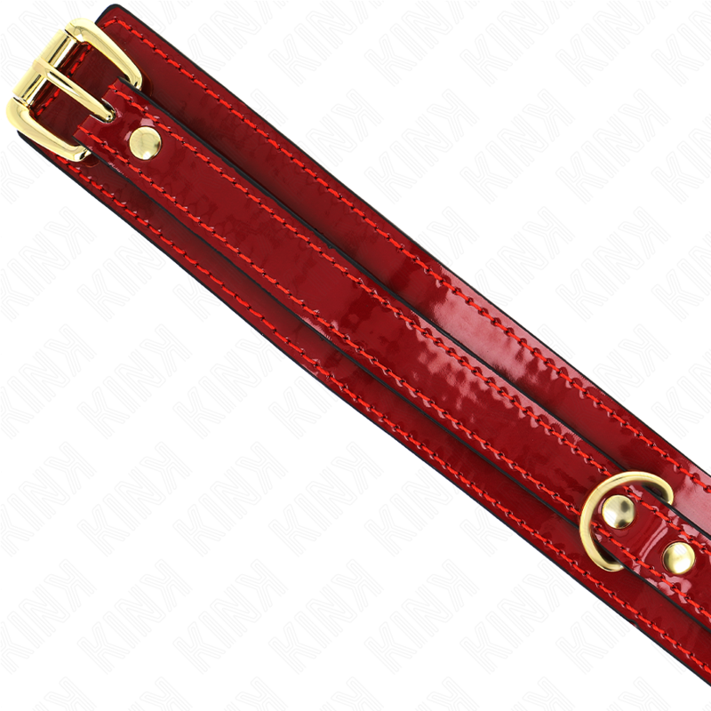 KINK - COLLIER RÉGLABLE ROUGE VIN AVEC DÉTAILS DORÉS 29-42,5 CM X 4 CM