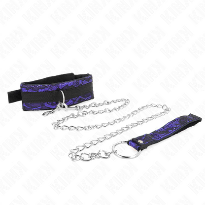 KINK - LAISSE-COLLER COURTE EN VELOURS ET DENTELLE AVEC BORDURE EN NYLON 105 CM 44 X 5,5 CM