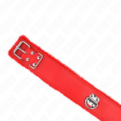 KINK - 116 CM SILVER STUDDED LEASH COLLAR MODEL 4 RED ADJUSTABLE 40-48 CM X 6 CM