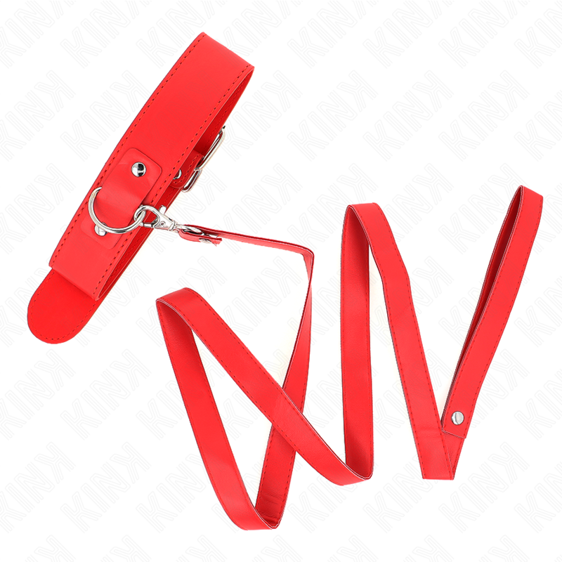 KINK - LAISSE-COLLER RÉGLABLE ROUGE FIN 116 CM 32-50 CM X 8 CM